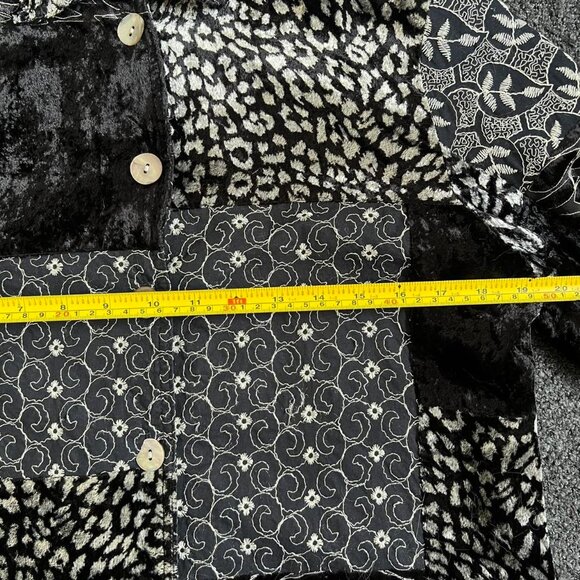 Funky Whimsygoth Vintage Velvet Embroidered Fabric Patchwork Light Jacket - Picture 5 of 7